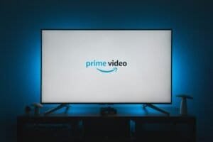 a television screen with the prime video logo on it