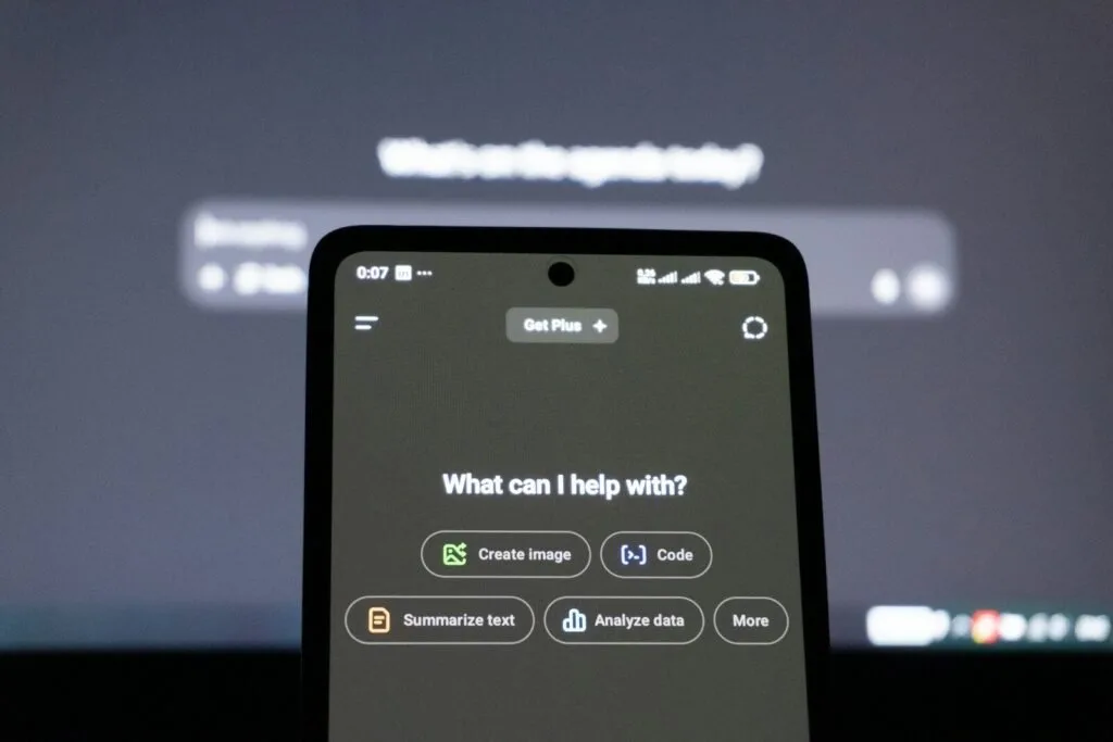 Smartphone Screen Displays Ai Assistant Options.