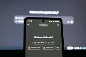 Smartphone screen displays ai assistant options.
