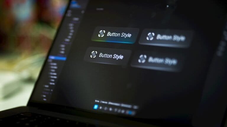 Laptop Screen Displays Four Button Style Options.