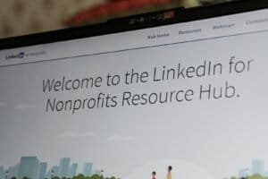 Linkedin for nonprofits resource hub welcome screen.